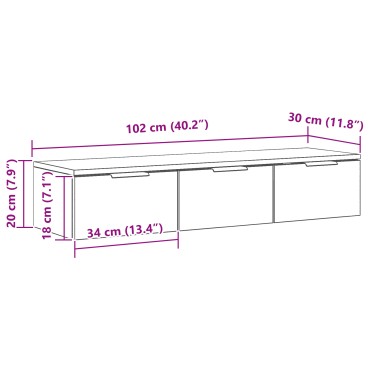 vidaXL Μαύρος Ξύλινος Τοίχος Ντουλάπι 102x30x20cm Κατασκευασμένο από Επεξεργασμένο Ξύλο 1 τεμ.
