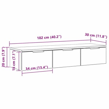 vidaXL Ντουλάπα Τοίχου Μαύρη Οξυά 102x30x20cm Επεξεργασμένο Ξύλο 1 τεμ.