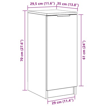 vidaXL Ντουλάπα Παπουτσιών με ράφι Μαύρη Οξυά 29,5x35x70 εκ 1 τεμ.