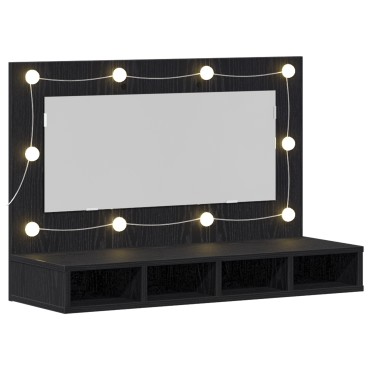 vidaXL Καθρέφτης Ντουλάπα LED σε Μαύρη Δρυς - 90x31.5x62cm 1 τεμ.