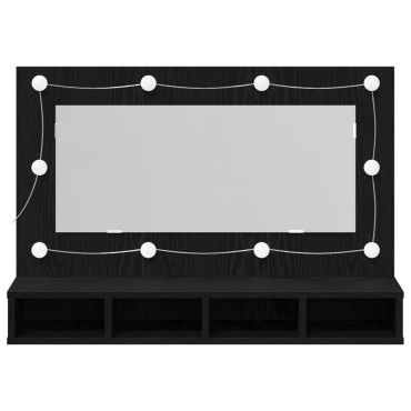 vidaXL Καθρέφτης Ντουλάπα LED σε Μαύρη Δρυς - 90x31.5x62cm 1 τεμ.