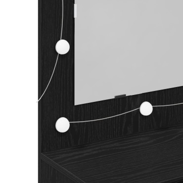 vidaXL Καθρέφτης Ντουλάπα LED σε Μαύρη Δρυς - 90x31.5x62cm 1 τεμ.