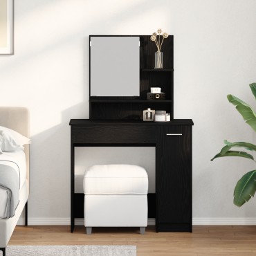 vidaXL Μαύρο Τραπεζάκι με Καθρέφτη - 86,5x35x136 εκ