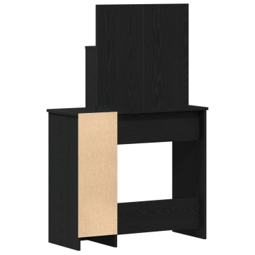 vidaXL Μαύρο Τραπεζάκι με Καθρέφτη - 86,5x35x136 εκ