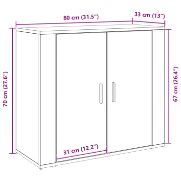 vidaXL Μπουφές Μαύρο Δρυς 80x33x70cm Κατασκευασμένο ξύλο 1 τεμ.