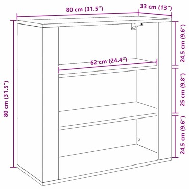 vidaXL Ντουλάπα Τοίχου Μαύρη Οξυά 80x33x80cm Επεξεργασμένο Ξύλο 1 τεμ.