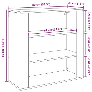 vidaXL Ντουλάπα Τοίχου Μαύρη Οξυά 80x33x80cm Επεξεργασμένο Ξύλο 1 τεμ.