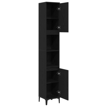 vidaXL Ντουλάπα Μπάνιου Μαύρη Δρυς 30x30x190cm Επεξεργασμένο Ξύλο 1 τεμ.