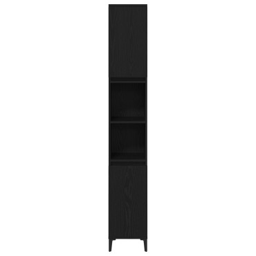 vidaXL Ντουλάπα Μπάνιου Μαύρη Δρυς 30x30x190cm Επεξεργασμένο Ξύλο 1 τεμ.