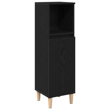 vidaXL Ντουλάπι Μπάνιου Μαύρη Οξυά 30x30x100cm Επεξεργασμένο Ξύλο 1 τεμ.