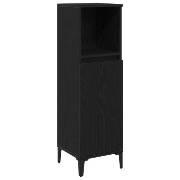 Επιπλο μπάνιου vidaXL Μαύρο Δρυς 30x30x100cm Επεξεργασμένο ξύλο
