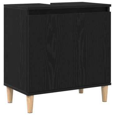 vidaXL Ντουλάπι Νιπτήρα Μαύρο Δρυς 58x33x60cm Επεξεργασμένο Ξύλο 1 τεμ.