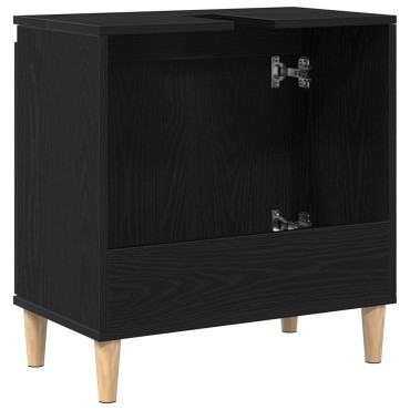 vidaXL Ντουλάπι Νιπτήρα Μαύρο Δρυς 58x33x60cm Επεξεργασμένο Ξύλο 1 τεμ.