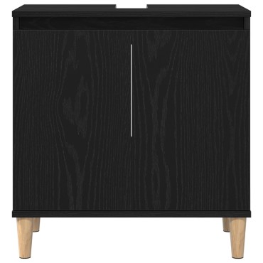 vidaXL Ντουλάπι Νιπτήρα Μαύρο Δρυς 58x33x60cm Επεξεργασμένο Ξύλο 1 τεμ.