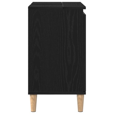 vidaXL Ντουλάπι Νιπτήρα Μαύρο Δρυς 58x33x60cm Επεξεργασμένο Ξύλο 1 τεμ.