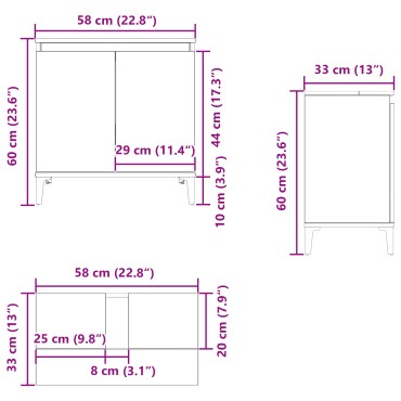 vidaXL Ντουλάπι Wash μαύρη δρυ 58x33x60cm Επεξεργασμένο ξύλο 1 τεμ.