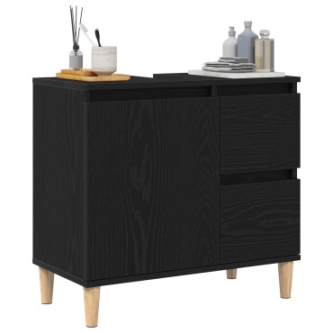 vidaXL Ντουλάπι νεροχύτη Μαύρη Δρυς 65x33x60cm Επεξεργασμένο ξύλο 1 τεμ.