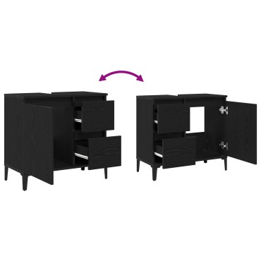 vidaXL Ντουλάπι Νιπτήρα Μαύρη Δρυς 65x33x60cm Ξύλο Επεξεργασμένο 1 τεμ.