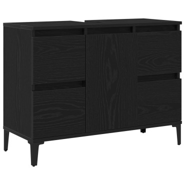 vidaXL Ντουλάπι Νιπτήρος σε Μαύρη Βελανιδιά, 80x33x60 cm Επεξεργασμένο Ξύλο 1 τεμ.