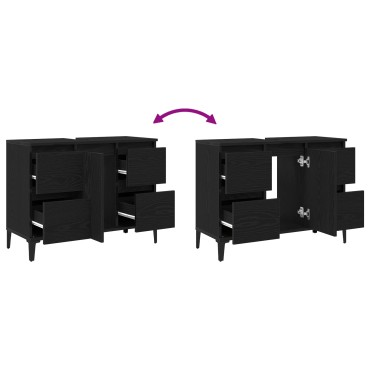 vidaXL Ντουλάπι Νιπτήρος σε Μαύρη Βελανιδιά, 80x33x60 cm Επεξεργασμένο Ξύλο 1 τεμ.