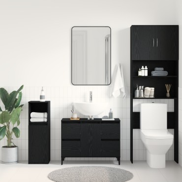 vidaXL Ντουλάπι Νιπτήρος σε Μαύρη Βελανιδιά, 80x33x60 cm Επεξεργασμένο Ξύλο 1 τεμ.