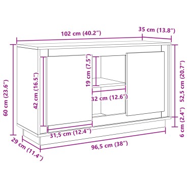 vidaXL Σερβιτόρος Μαύρο Δρύινο 102x35x60cm Επεξεργασμένο Ξύλο 1 τεμ.
