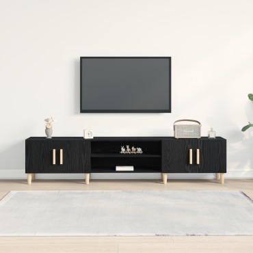 vidaXL Ντουλάπι τηλεόρασης Μαύρο Δρυς 180x31,5x40cm Επεξεργασμένο ξύλο