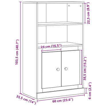 vidaXL Υψηλή ντουλάπα Μαύρη Δρυός 60x35.5x103.5cm Επεξεργασμένο Ξύλο 1 τεμ.