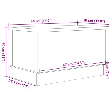 vidaXL Κουτί αποθήκευσης Μαύρη δρυς 50x30x28cm Επεξεργασμένο Ξύλο