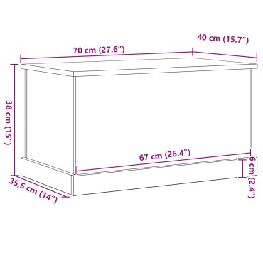 vidaXL Κουτί Αποθήκευσης Μαύρο Δρυς 70x40x38cm Κατασκευασμένο Ξύλο 1 τεμ.