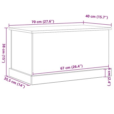 vidaXL Κουτί αποθήκευσης Μαύρη δρυς 70x40x38cm Επεξεργασμένο Ξύλο