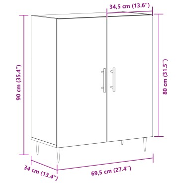 vidaXL Μπουφές Μαύρο Δρυς 69,5x34x90cm Κατασκευασμένο από Ξύλο 1 τεμ.