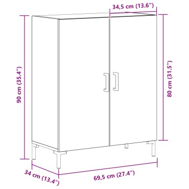 vidaXL Σύνθετο Μαύρη Δρυς 69,5x34x90cm Κατασκευασμένο Ξύλο 1 τεμ.