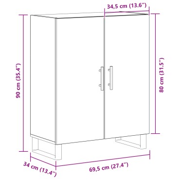 vidaXL Κονσόλα Μαύρο Δρυς 69,5x34x90cm Επεξεργασμένο Ξύλο 1 τεμ.