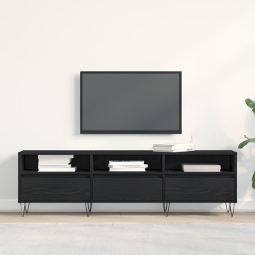 vidaXL Ντουλάπι Τηλεόρασης Μαύρο Δρυς 150x30x44,5cm Επεξεργασμένο Ξύλο