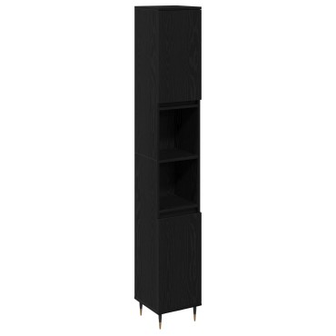 vidaXL Ντουλάπα Μπάνιου Μαύρη Δρυς 30x30x190cm Μηχανουργείο Ξύλου