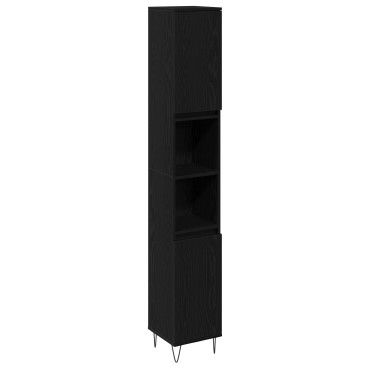 vidaXL Ντουλάπα Μπάνιου Μαύρη Δρυς 30x30x190cm Κατασκευασμένο Ξύλο