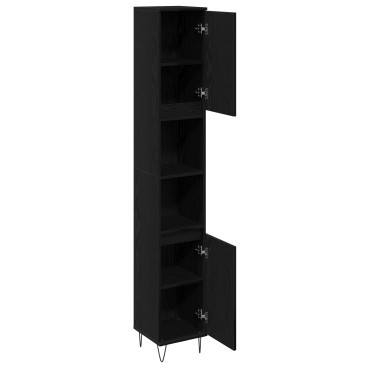 vidaXL Ντουλάπα Μπάνιου Μαύρη Δρυς 30x30x190cm Κατασκευασμένο Ξύλο