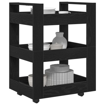 vidaXL Καρότσι Κουζίνας Μαύρη Οξυά 60x45x80cm Επεξεργασμένο Ξύλο 1 τεμ.