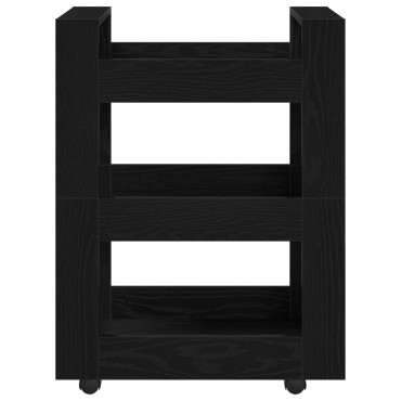 vidaXL Καρότσι Κουζίνας Μαύρη Οξυά 60x45x80cm Επεξεργασμένο Ξύλο 1 τεμ.