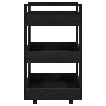 vidaXL Καρότσι Κουζίνας Μαύρη Οξυά 60x45x80cm Επεξεργασμένο Ξύλο 1 τεμ.
