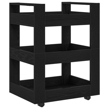 vidaXL Καρότσι Κουζίνας Μαύρη Οξυά 60x45x80cm Επεξεργασμένο Ξύλο 1 τεμ.