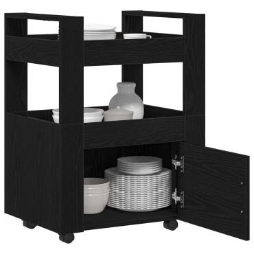 vidaXL Κουζίνα Τροχαλία Μαύρη Βελανιδιά 60x45x80cm Επεξεργασμένο Ξύλο