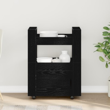 vidaXL Κουζίνα Τροχαλία Μαύρη Βελανιδιά 60x45x80cm Επεξεργασμένο Ξύλο