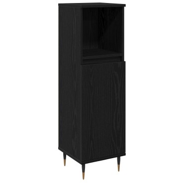 vidaXL Ντουλάπα Μπάνιου Μαύρη Δρυς 30x30x100cm Σύνθετο Ξύλο