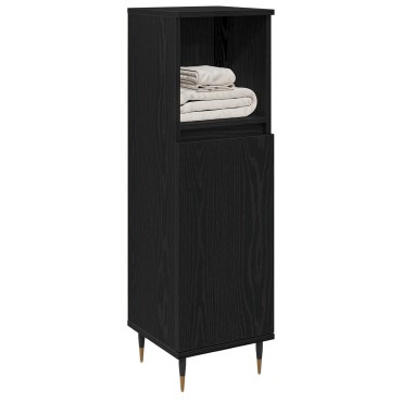 vidaXL Ντουλάπα Μπάνιου Μαύρη Δρυς 30x30x100cm Σύνθετο Ξύλο
