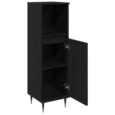 vidaXL Ντουλάπα Μπάνιου Μαύρη Δρυς 30x30x100cm Σύνθετο Ξύλο