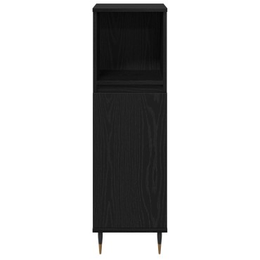 vidaXL Ντουλάπα Μπάνιου Μαύρη Δρυς 30x30x100cm Σύνθετο Ξύλο