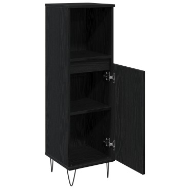 vidaXL Ντουλάπι Μπάνιου Μαύρη Δρυς 30x30x100cm Επεξεργασμένου Ξύλου