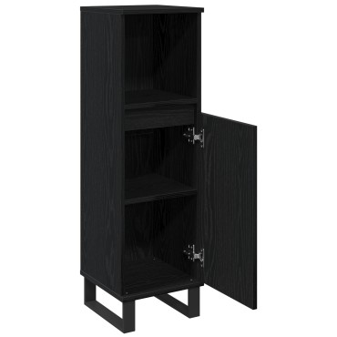 vidaXL Ντουλάπα Μπάνιου Μαύρη Δρυς 30x30x100cm Επεξεργασμένο Ξύλο 1 τεμ.